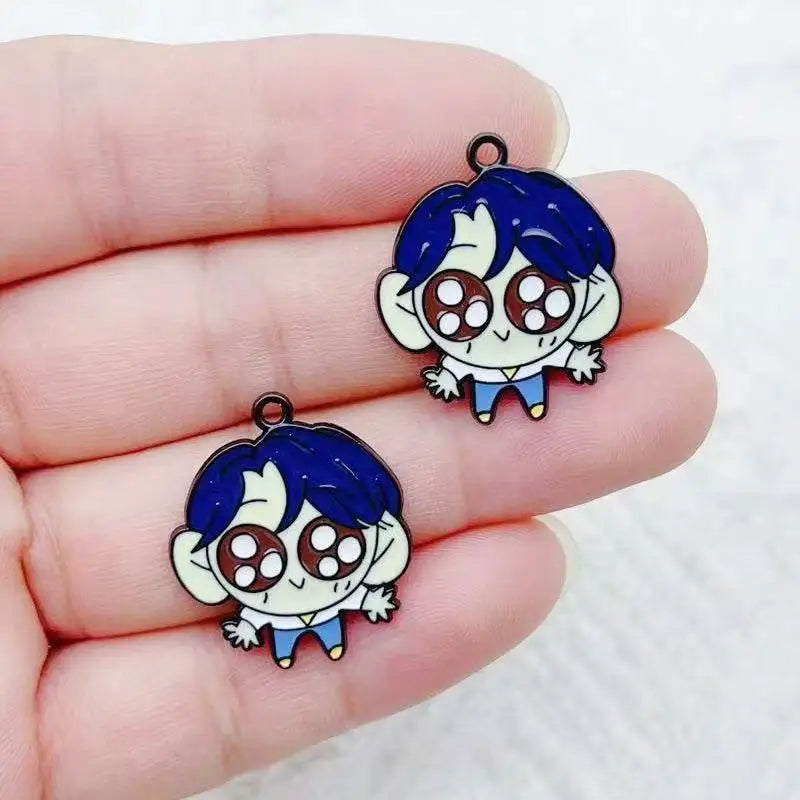 10pcs Cartoon Anime Pendant Oil Drop Alloy DIY Earrings Keychain Pendant Accessories