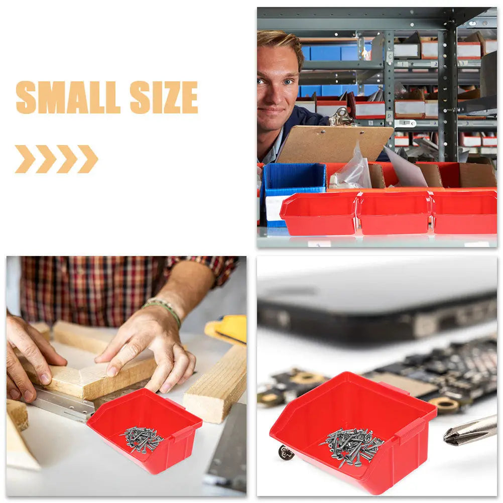 4Pcs Space Saving Stackable Storage Bins ABS Parts Organizer for Tools Hardware Screws Components Warehouse Office Garage