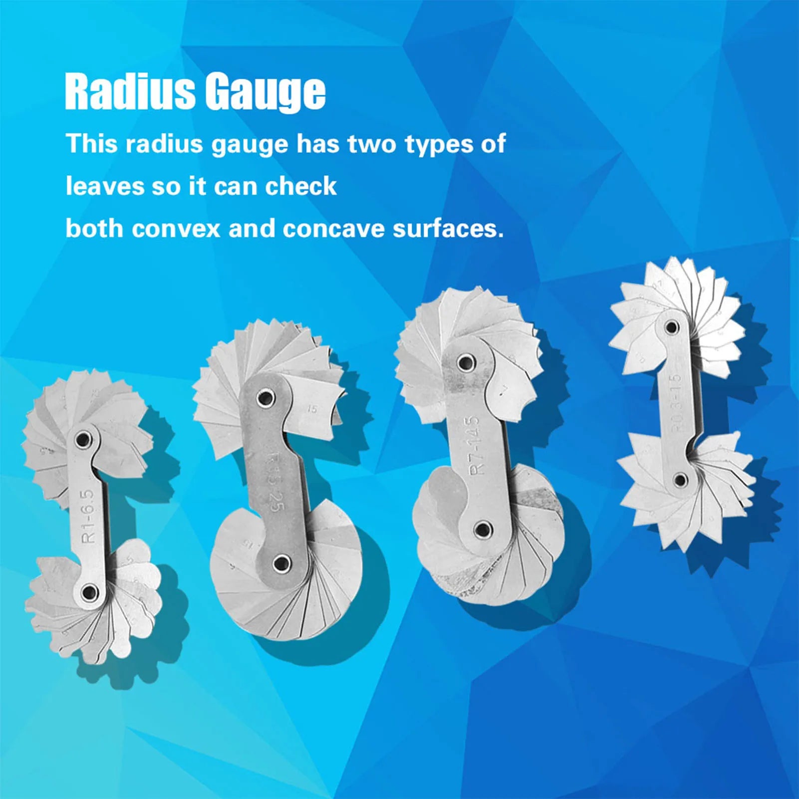 Stainless Steel Radius Fillet Gauge Measuring Tool R0.3-1.5/ R1-6.5/ R7-14.5/ R15-25 Convex Gauge Radius Measuring Tool