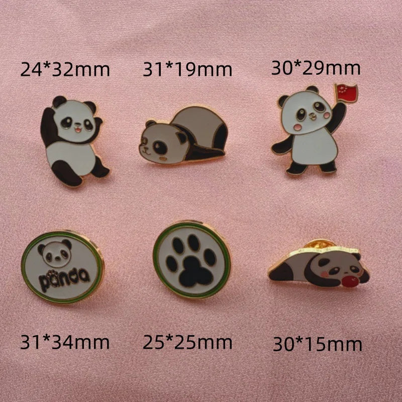 6pcs Cartoon China Panda Badge Autumn/Winter Clothing Accessories Brooch Men's and Women's Backpack Decoration Gift