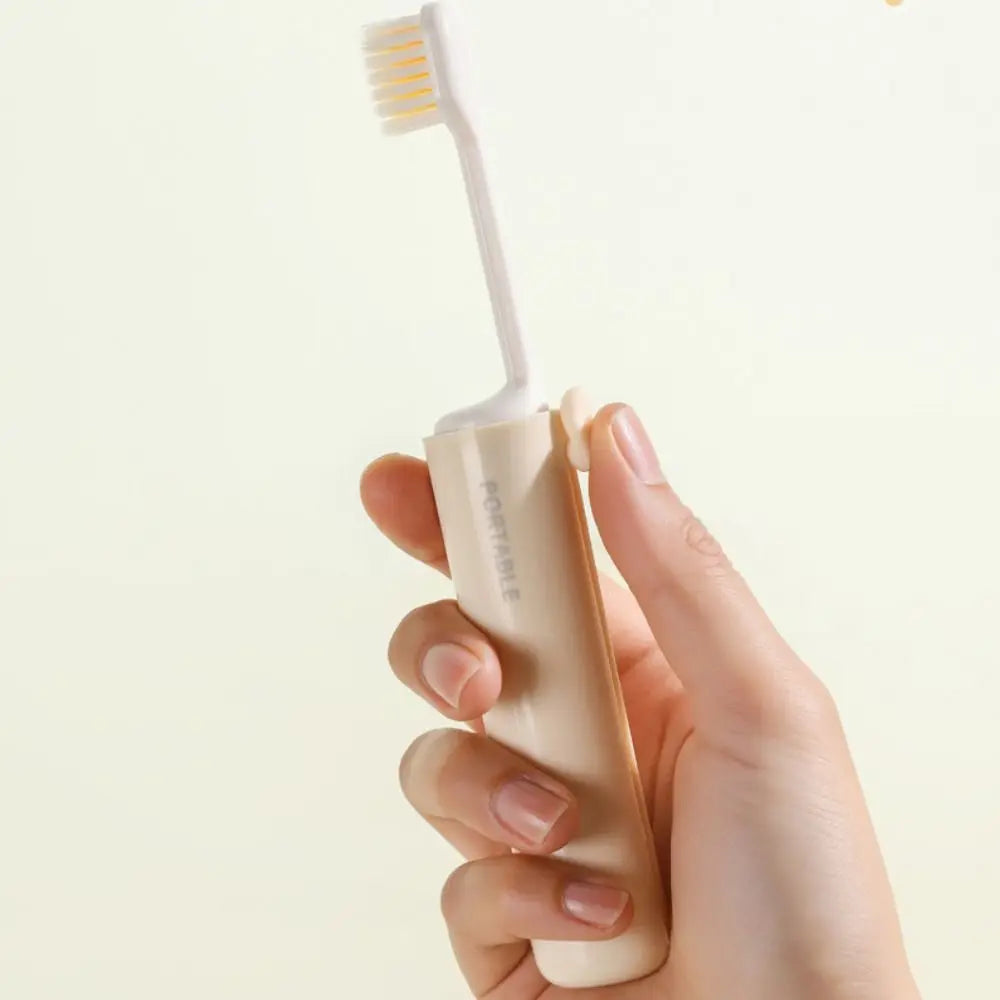 Cute 2-IN-1 Travel Toothbrush Portable Foldable Toothbrush Set Mini Toothpaste Dispenser for Outdoor Camping Travel