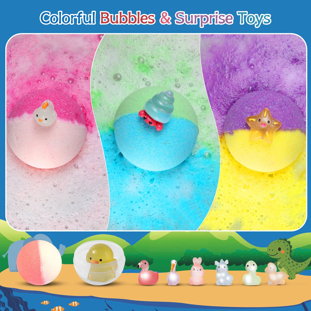 Bath Bombs for Kids with Toy Inside, 24 Pcs Natural and Organic Bubble Bath Bombs with Glow-in-The-Dark Surprise Inside
