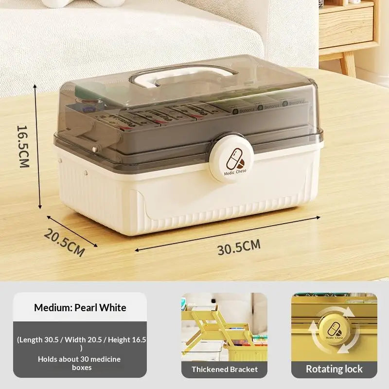 convenient1PC 3 Tier Foldable Medicine Organizer With Multiple Compartments Perfect For Home Daily Medication First Aid Storage