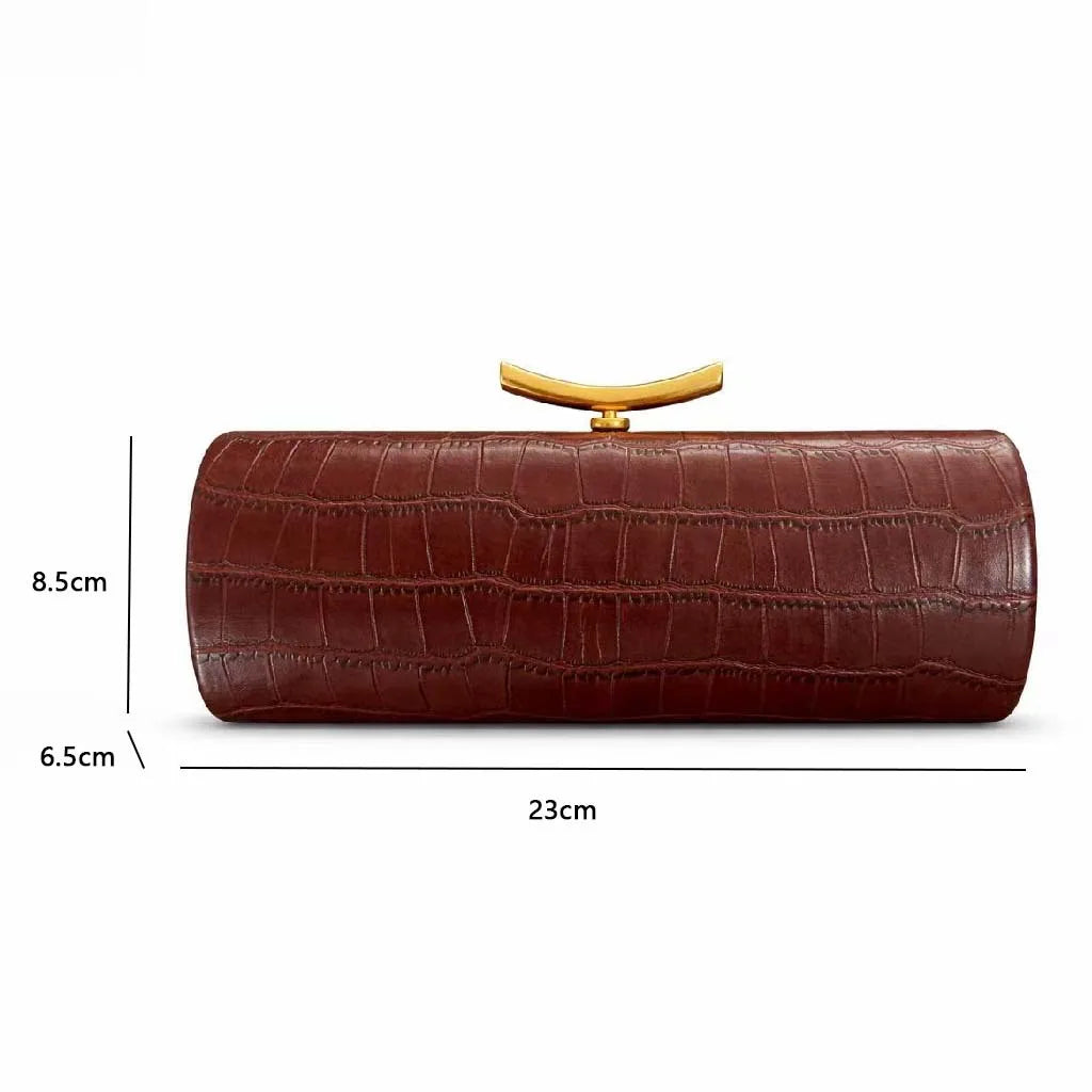 Crocodile Pattern Brand Women's Handbag Brown New Gold Chain Rectangular Bag High-end Luxury Designer Shoulder Messenger Bag