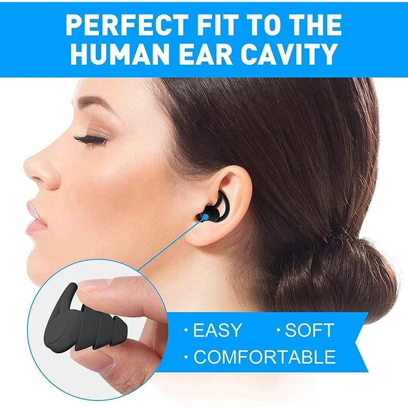 3 Layer Soft Reusable Ear Plugs For Sleep Silicone Noise Cancelling Hearing Protection Ear Plugs for Sleep
