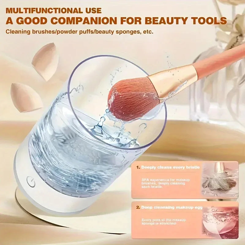 USB Powered Brush Washer & Dryer - Odorless Battery-Free Makeup Cleaner, Plug-and-Play Essential Beauty Accessory