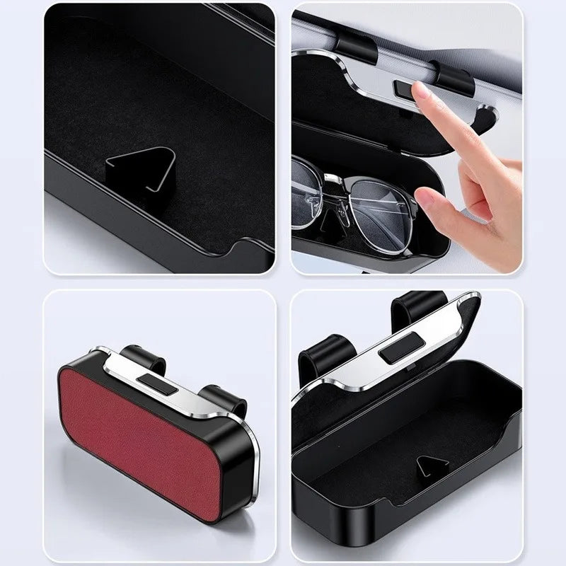 Universal Car-Mounted Eyeglass Case Sunglasses Holder Driver Co-Pilot Storage Box Eyewear Frame Sunshade Board Accessory