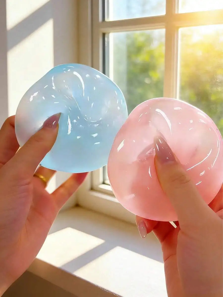 1/2pcs Moldable Slow Rebound Blue Coconut Oil Handmade Squeezing Ball, 6cm Round Malt Stress Relief Squeeze Toy