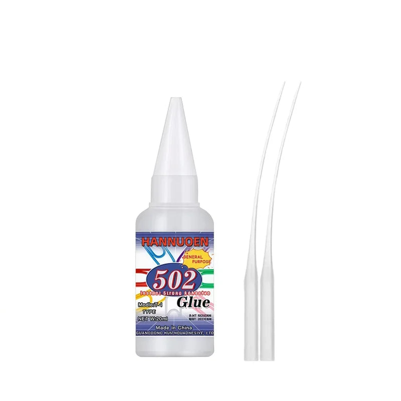 Super Glue Instant Quick-drying Cyanoacrylate Adhesive Leather Rubber Glass Wood Metal Strong Bond Liquid 502 Glue Tool 20g