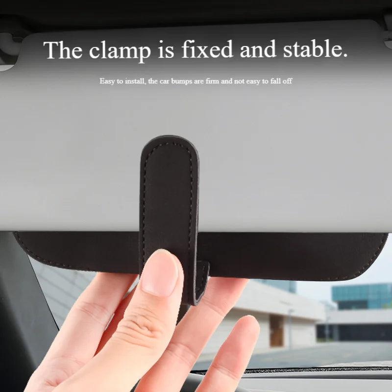 Universal Magnetic Car Sunglasses Holder Super Fiber Leather Case Auto Sun Visor Glasses Box Clip Fastener Eyeglasses Storage