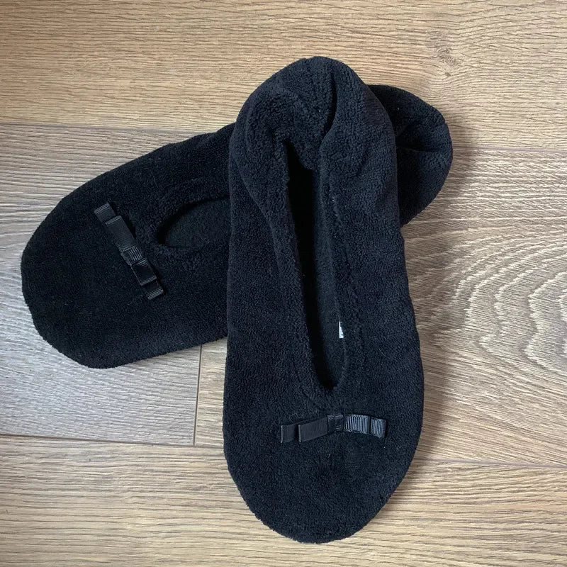 Home Slipper Women Winter Warm Indoor Floor Shoes Flat Fluffy Lazy Female Black house Ballerina Slipper Socks dancing Flipflop