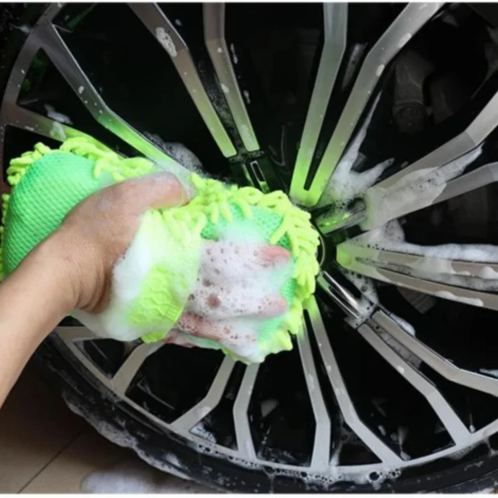 1PC Microfiber Car Wash Sponge with Detailing Brush And Styling Gloves Auto Cleaning Car Wash Towel Car Care Accessory