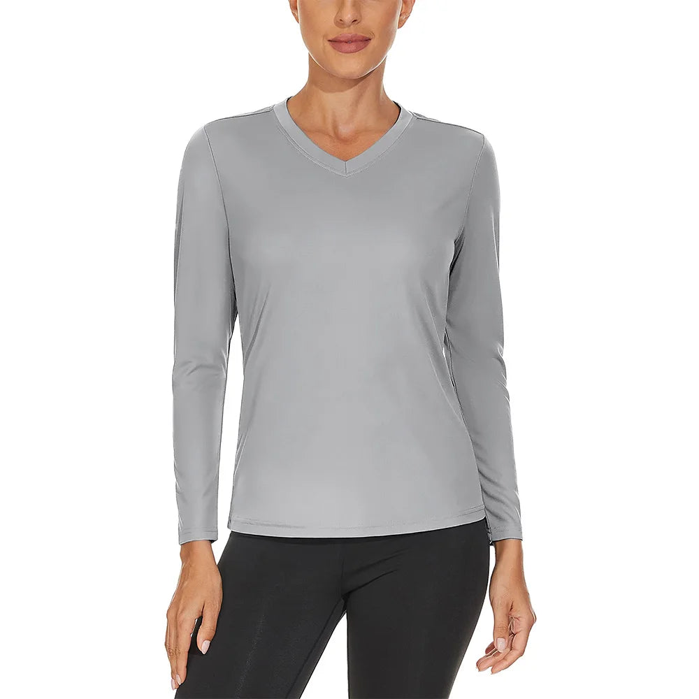 KEFITEVD UPF 50+ Women Long Sleeve T-shirts UV Sun Protection Outdoor Sport T Shirt Moisture Wicking Camping Hiking T-Shirts Tee
