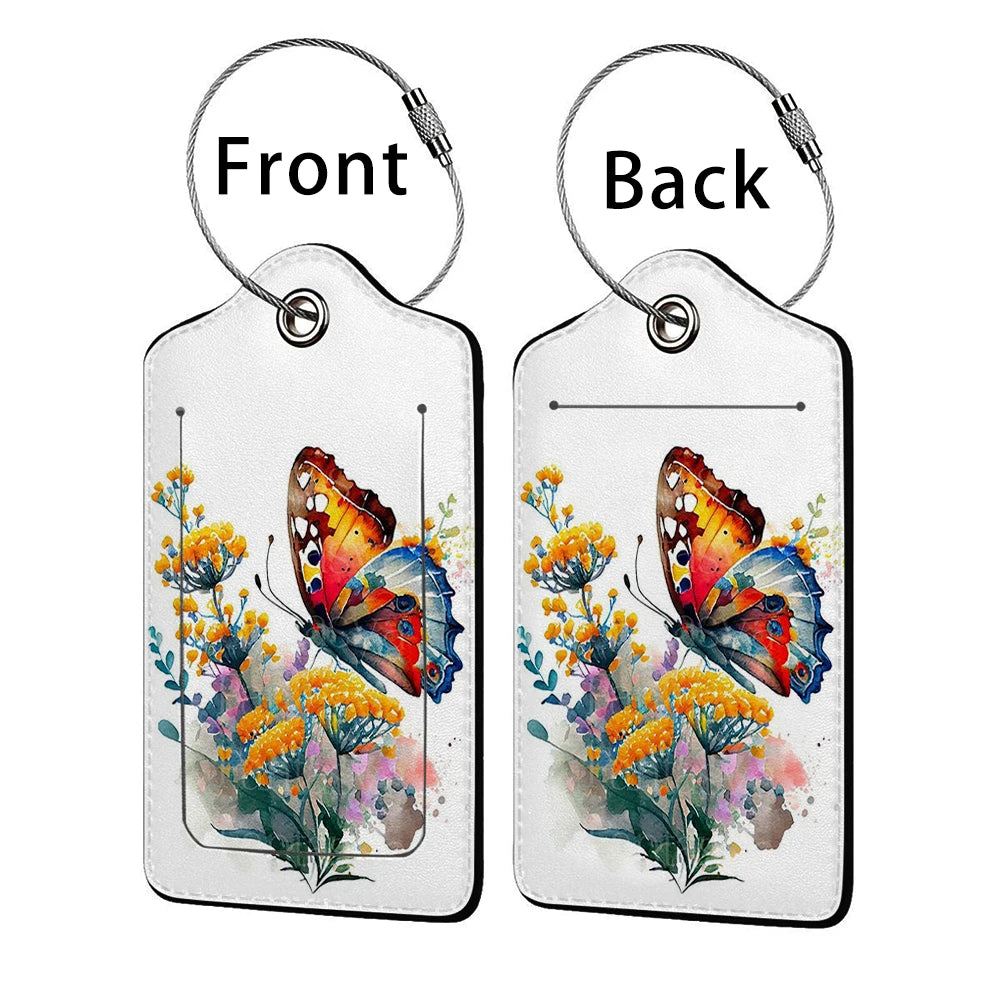 HOT SALE Tyrant butterfly Leather Business Luggage Tag Suitcase Address Label Luggage Boarding Case Label Name ID Address Clip