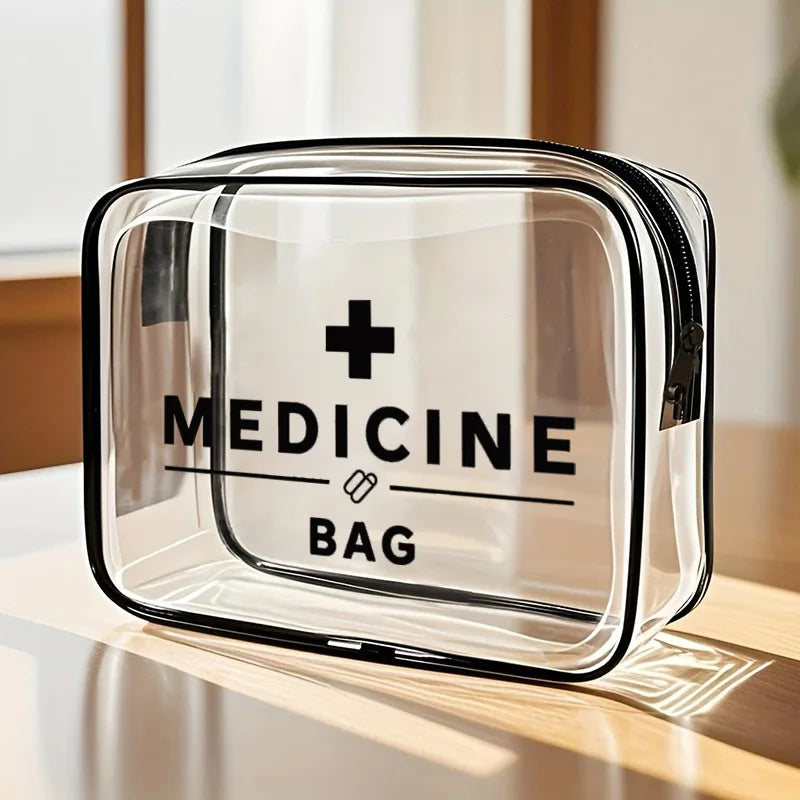 Medicine Cosmetic Bag Women Large Capacity Travel Organizer Easy Wipe Clean Toiletry Pouch Daily Use Trip Toiletry Travel Bag