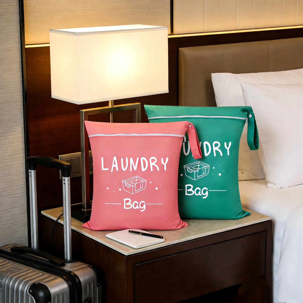 Large capacity 38*48cm travel laundry bag, with double handles for portability and stain resistance, adjustable handle zipper, w