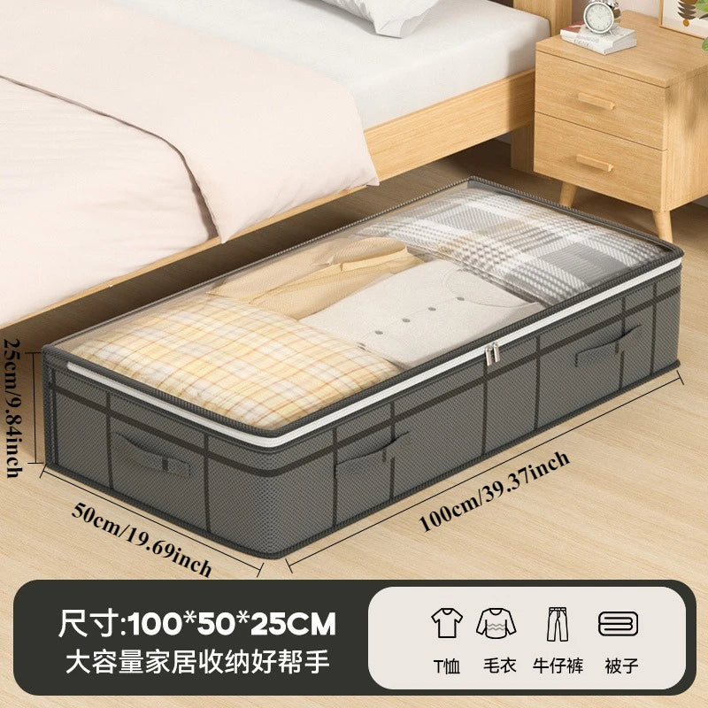 1PC Large Underbed Storage Bag - Foldable Clothes Quilt Organizer for Bedroom Dormitory, Space Saving Doggy Bag