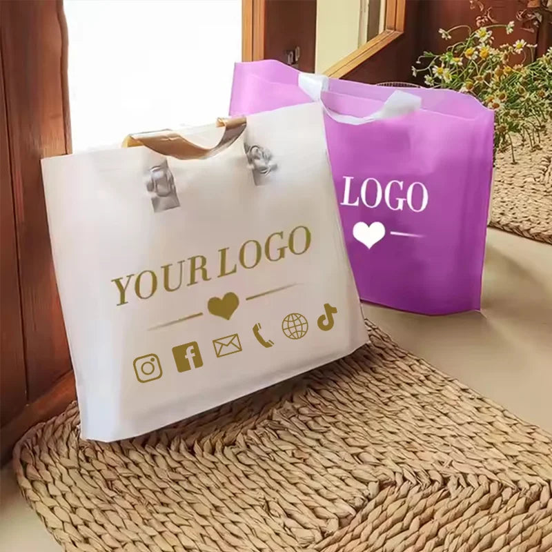 50Pcs Customized gift bags for birthday party wedding plastic bags candy gift boxes for clothes packaging bags for printing logo