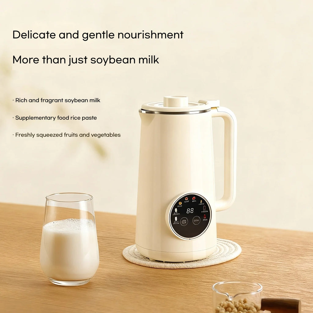 800ml Multifunctional Mini Soy Milk Maker, No Soaking, 9-in-1, Baby Food, 12H Timer, Auto Cleaning, Portable for Home