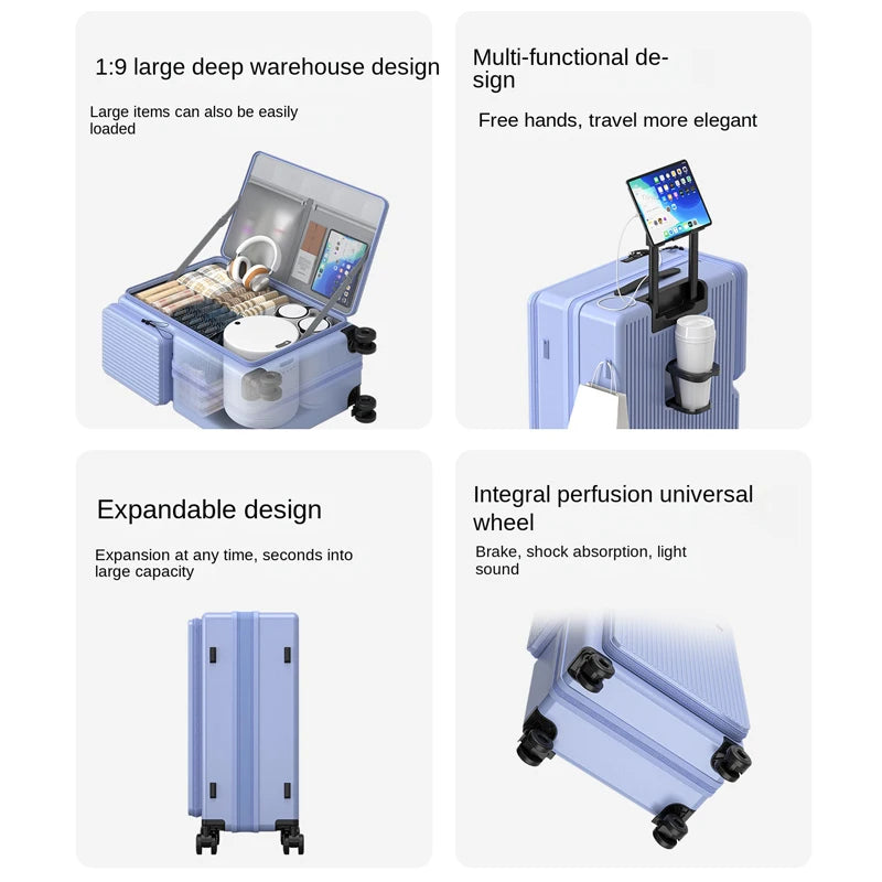 New Double-Opening Travel Suitcase 20 inch Carry-On Suitcase Expandable Multi-Functional Luggage Explosion-proof Zip 22-26 inch