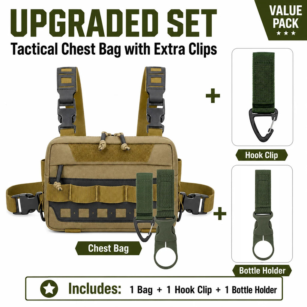 Functional Tactical Chest Bag Waist Bag Fishing MOLLE Outdoor EDC Chest Rig Pack for Cycling Hiking Camping Adjustable Harness