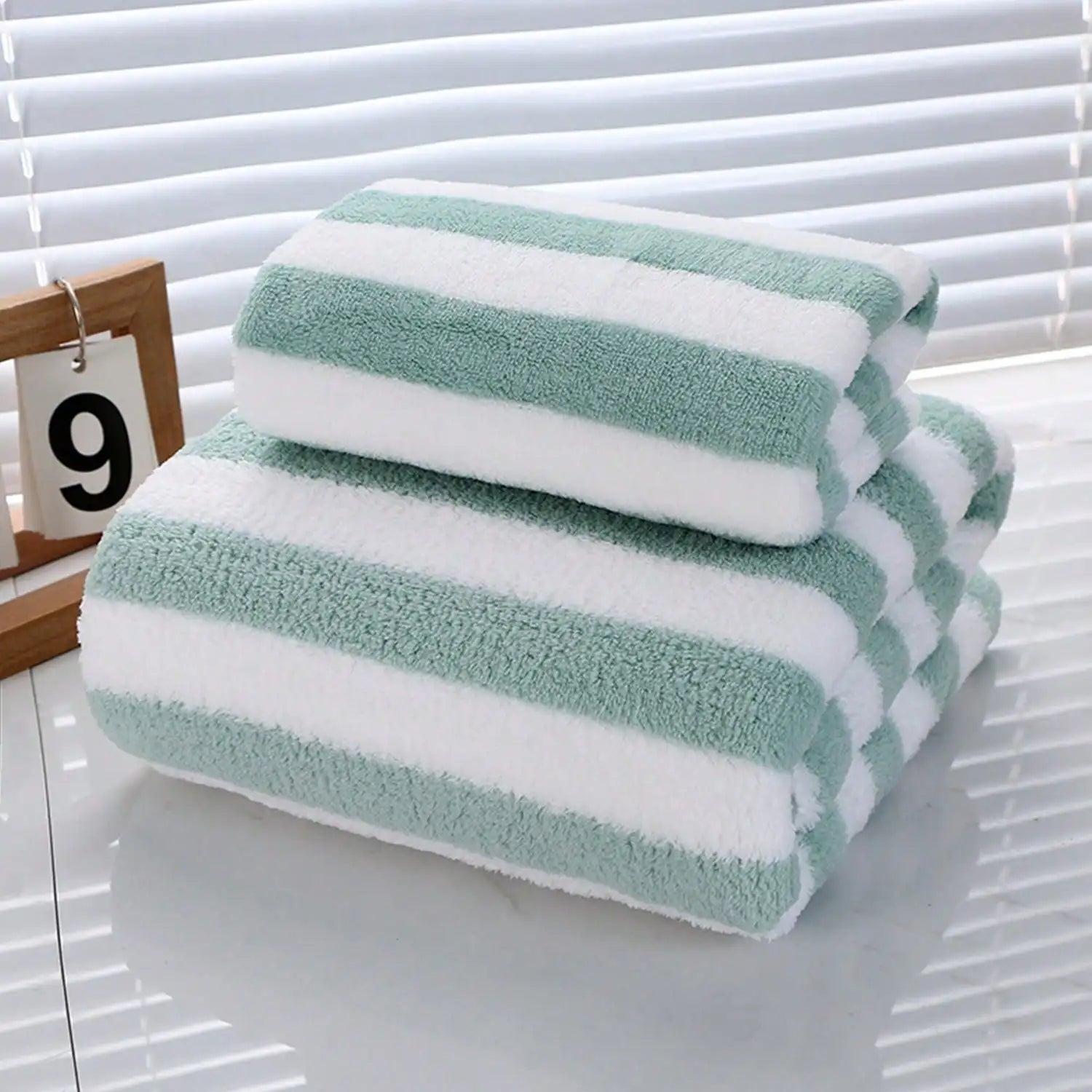 Towel Set 35*75cm+ 70*140cm Absorbent Striped Quick Drying Bath Towel Set Soft Faces Towel Fiber Bath Towel