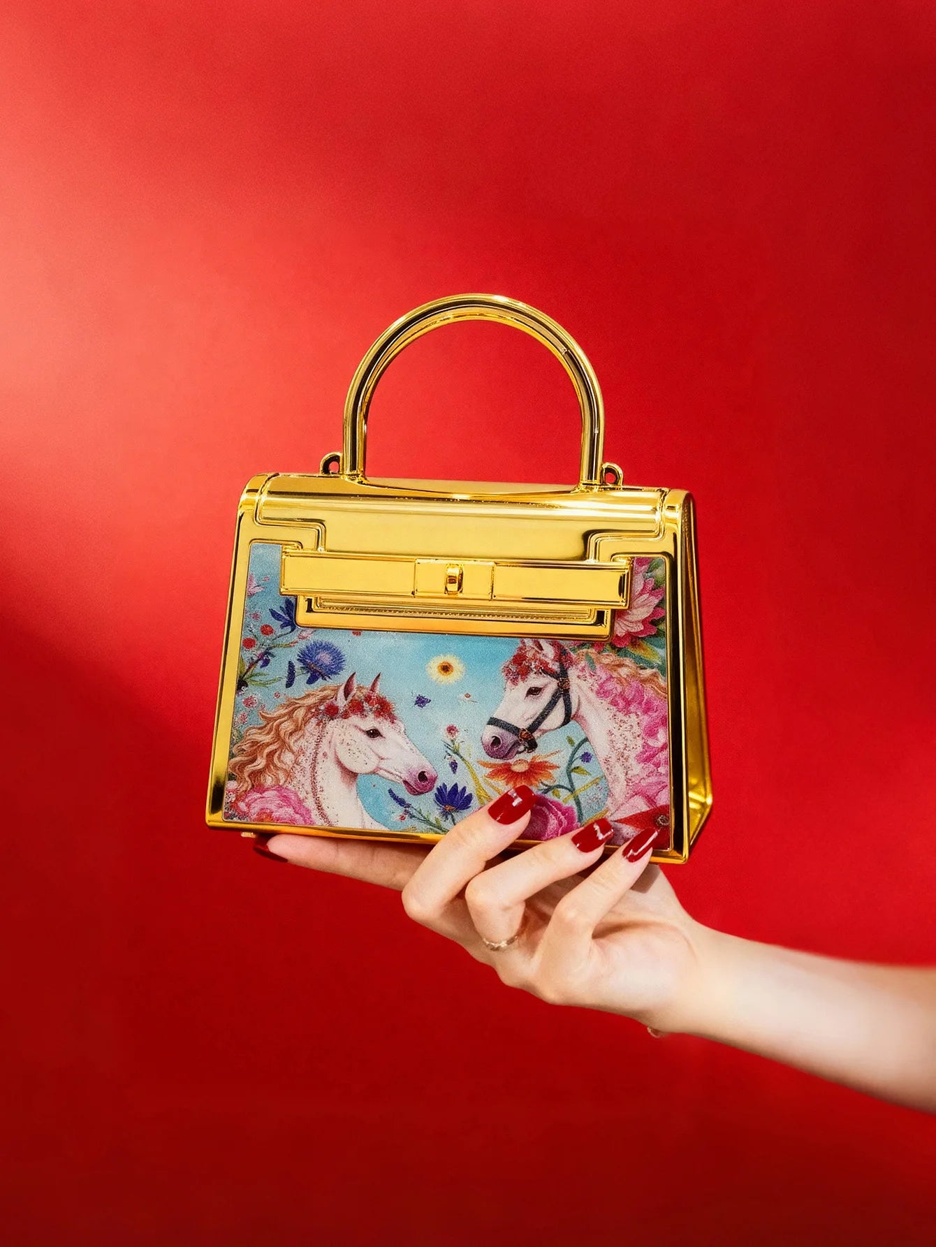 Fashion chain handbag evening bag women's versatile crossbody bag wedding party small gold wallet acrylic small square bag