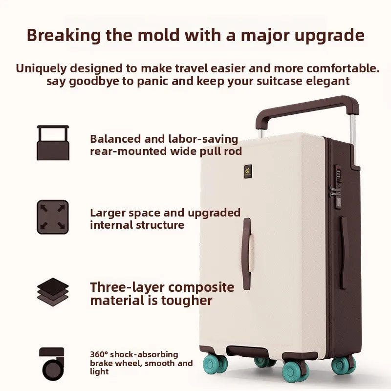 20"24"26 Inch Wide Tie Rod Travel Suitcase Multifunctional Luggage Large Capacity Rolling Luggage Bag Trolley Case With Wheels