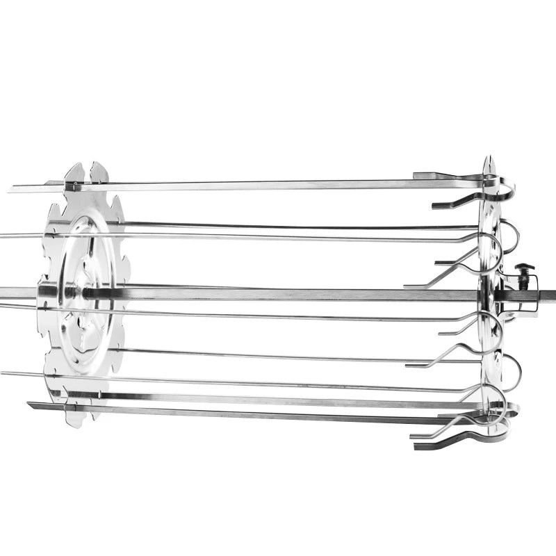 1Set Stainless Steel BBQ Kebab Cage Rotisserie Skewer Forks Chicken Grill For Roaster Oven DIY Camping Cooking Tool
