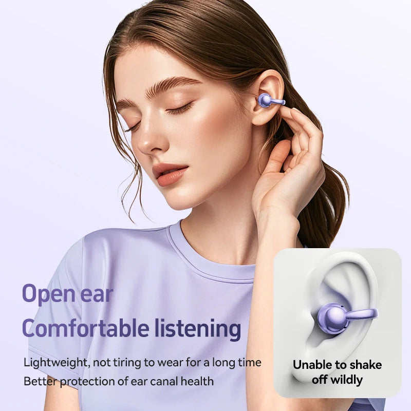 TECSIRE Ear Clip On Bluetooth Earphones OWS Wireless Earbuds HiFi Stereo ENC Mic For Sports Fitness