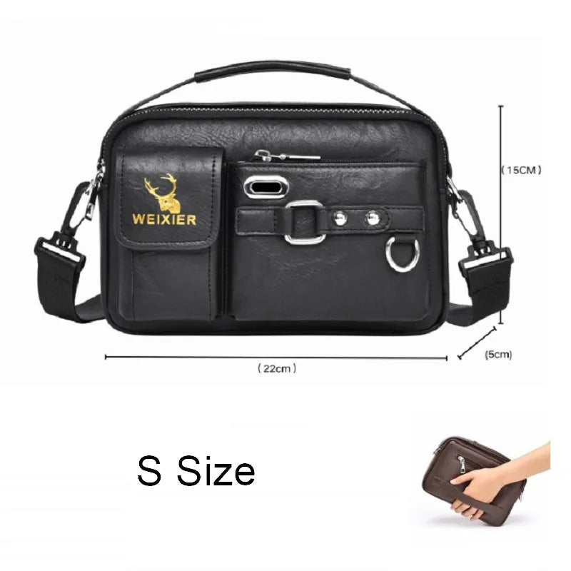 Men's Large Capacity Business Briefcase Quality PU Leather Shoulder Messenger Bag for Gentlemen Leisure Travel Attach Valise
