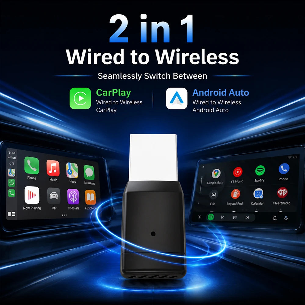 TrolinkTek Mini Wireless CarPlay Dongle with Bluetooth 5.0 & 5GHz WiFi, Plug&Play Converter, Support Media Playback Navigation for All Vehicles Built-in Original Wired Apple CarPlay