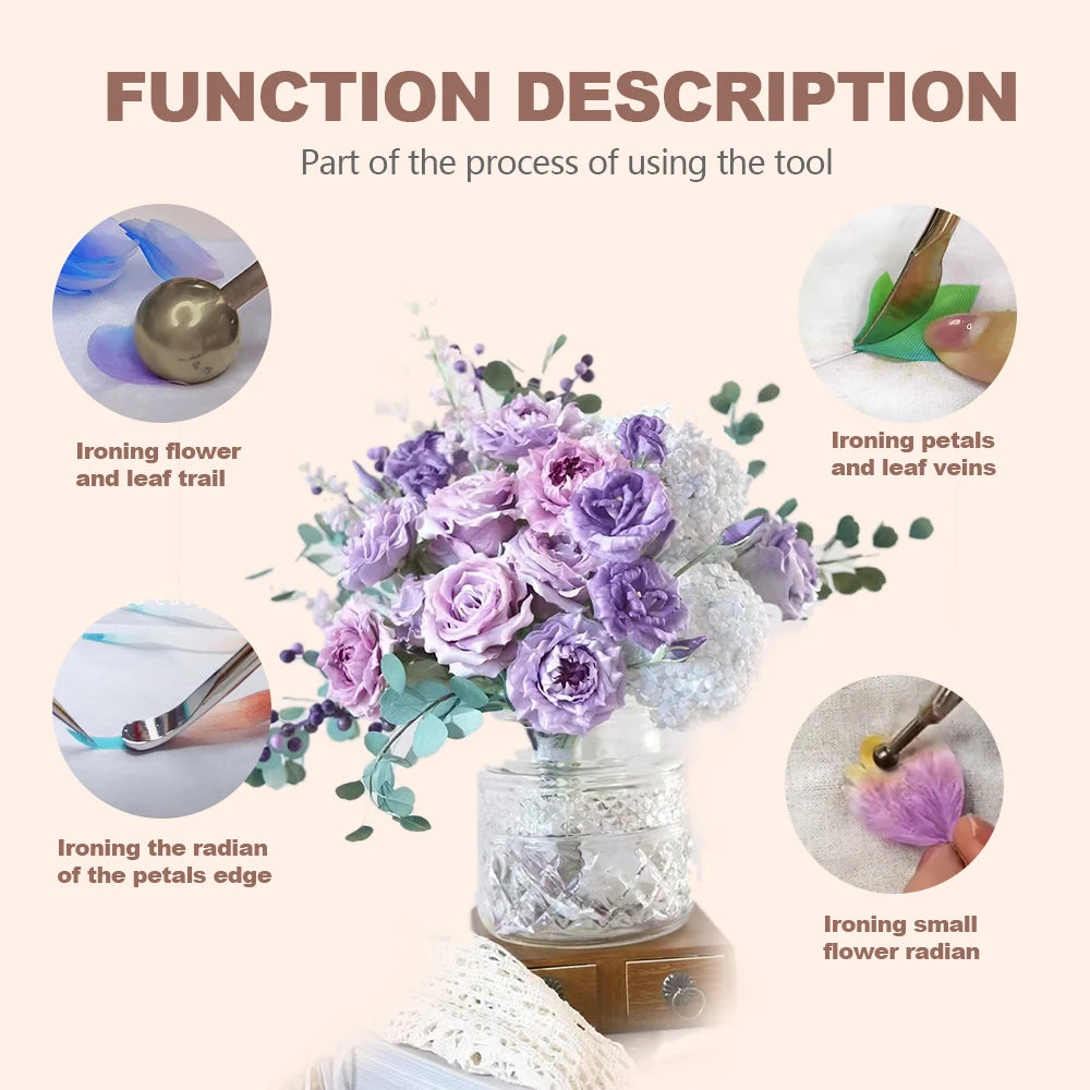 DIY Fabric Flower Ironing Machine Flower Making Tools Adjustable Temperature Ball Spatula Electric Ironing Machine Set (EU Plug)