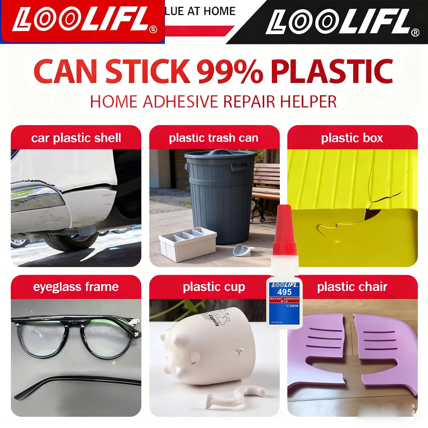 LOOLIFL 5PCS 495 Super Glue Plastic Professional Adhesive TransparentCyanoacrylate Glue Fast Drying Odorless Long Lasting Bondin