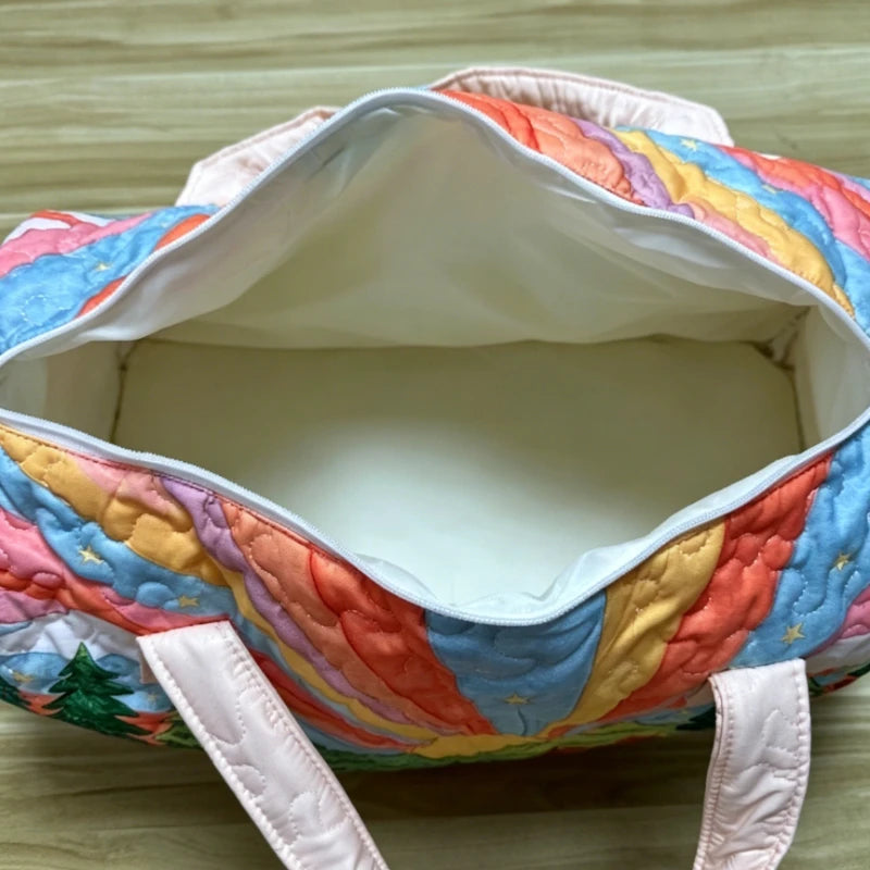 Handle Strap Quilted Duffle Bag 3D Quilting Craft Travel Bags Boho Camping Weekender Overnight Carry on Luggage Handbag Tote