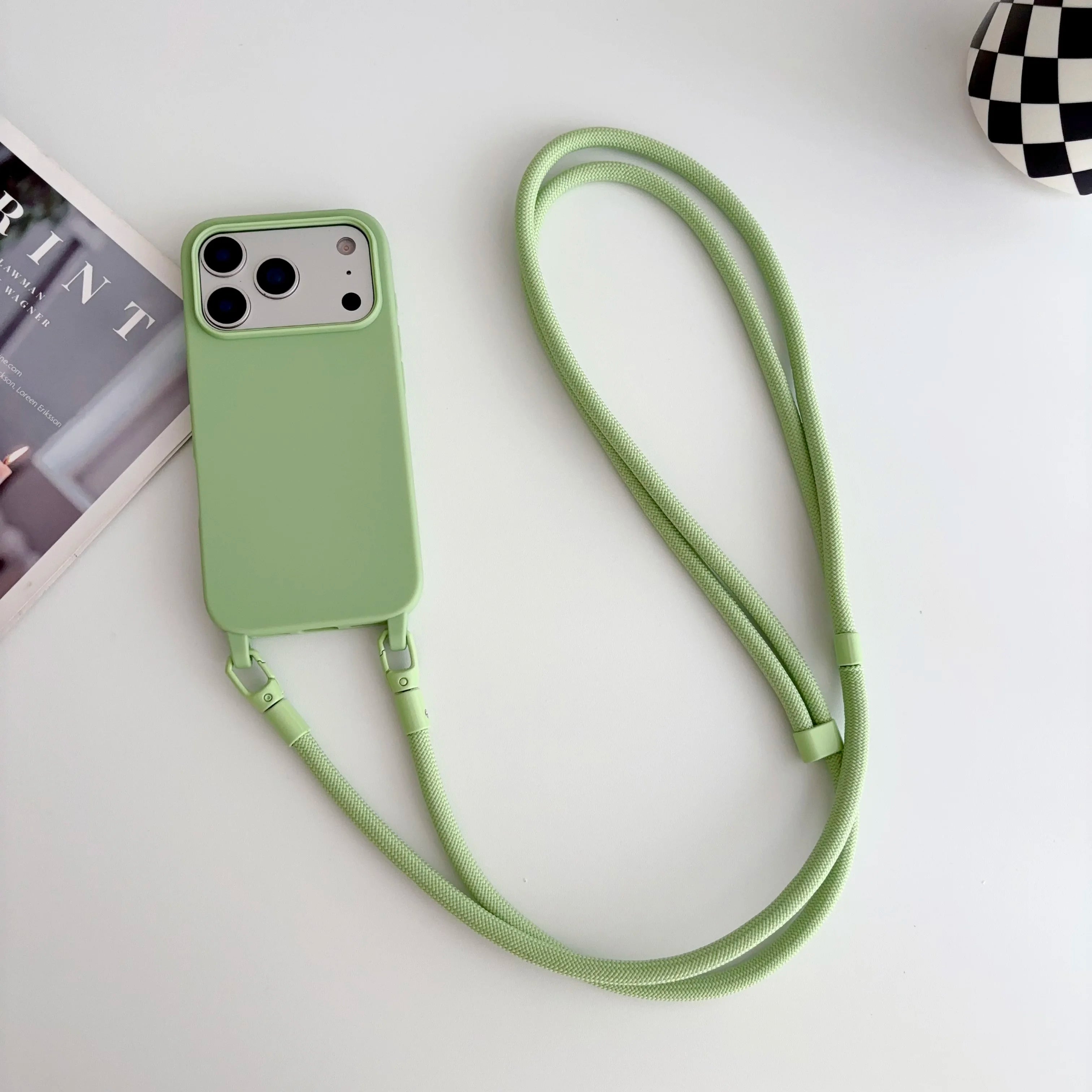 Candy Crossbody Necklace Strap Phone Case For iPhone 17 Pro Max Air 16 15 14 Plus 13 Pro Max 16e 17e Simple Lanyard Soft Cover
