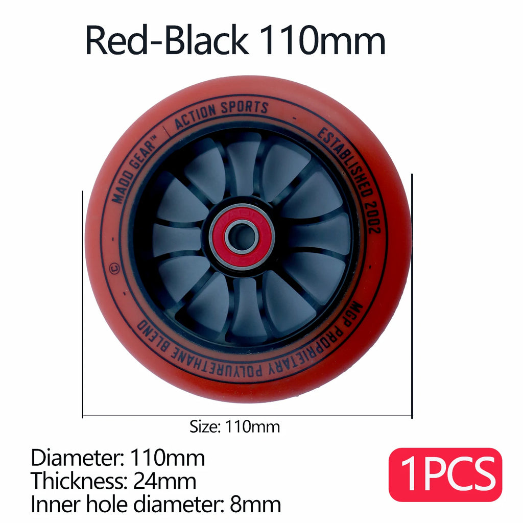100/110/120mm Extreme Scooter Wheel, Aluminum Alloy Hub Impact Wear Resistant, Freestyle Racing Replacement Accessory