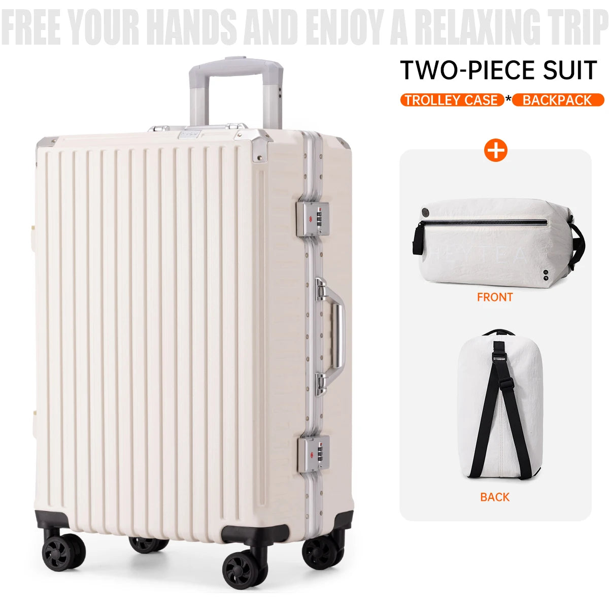 Large-Capacity Suitcase, Trolley Case, Carry-On Luggage, Sturdy and Durable, Suitable for Students, Unisex, Can Be Paired with a Multifunctional Backpack, Work Bag