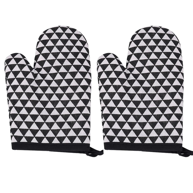 2PCS high-temperature resistant oven gloves, anti scalding, anti slip, thickened cotton and linen insulation gloves, household m