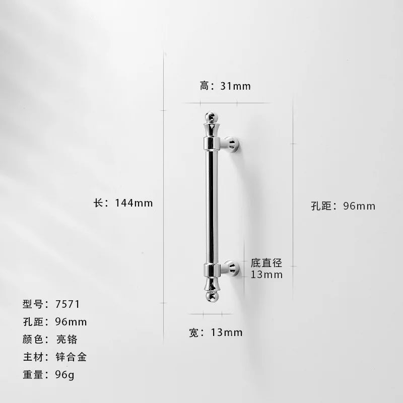 Bright Chrome Silver Wardrobe Door Handle Modern Minimalist Zinc-Alloy Pull for Cabinet Shoe Cabinet  Drawer Furniture Hardware