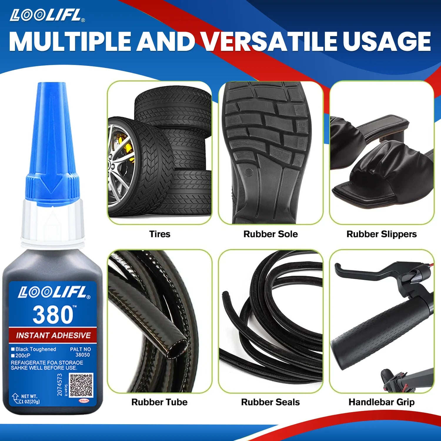 380 Black Strong Adhesive, Fast Bonding Glue, Strong Liquid Glue for Leather, Rubber, Wood, Metal, Epdm, and Other Rubbers, Stronger Than All-Purpose Glue