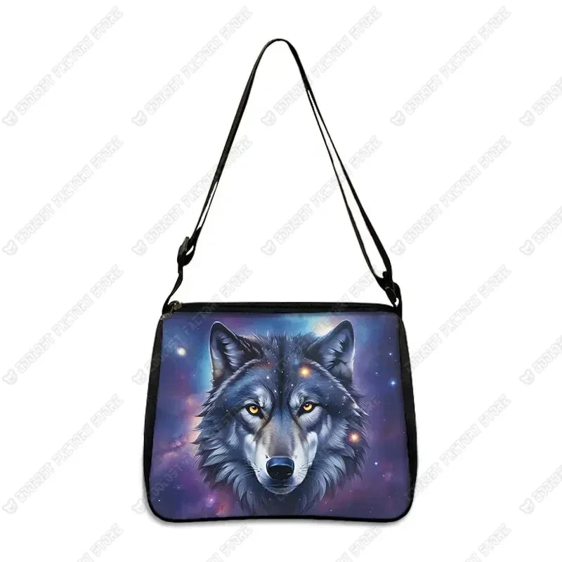 Howling Wolf Under The Moonlight Handbags Baby Wolf Messenger Bag Cool Howling Wolf Shoulder Bag Crossbody Bag Phone Holder