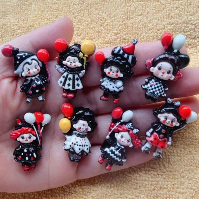 12pcs Joker Balloon Children's Fun Handmade DIY Cream Gel Phone Case Hair Clip Headpiece Resin Accessories Jewelry