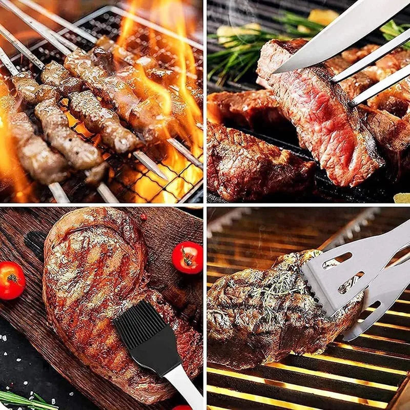Grill Utensils Set, Stainless Steel BBQ Accessories, Portable Professional Grill Tool, Perfect Grill Kit Gift for Outdoor with B