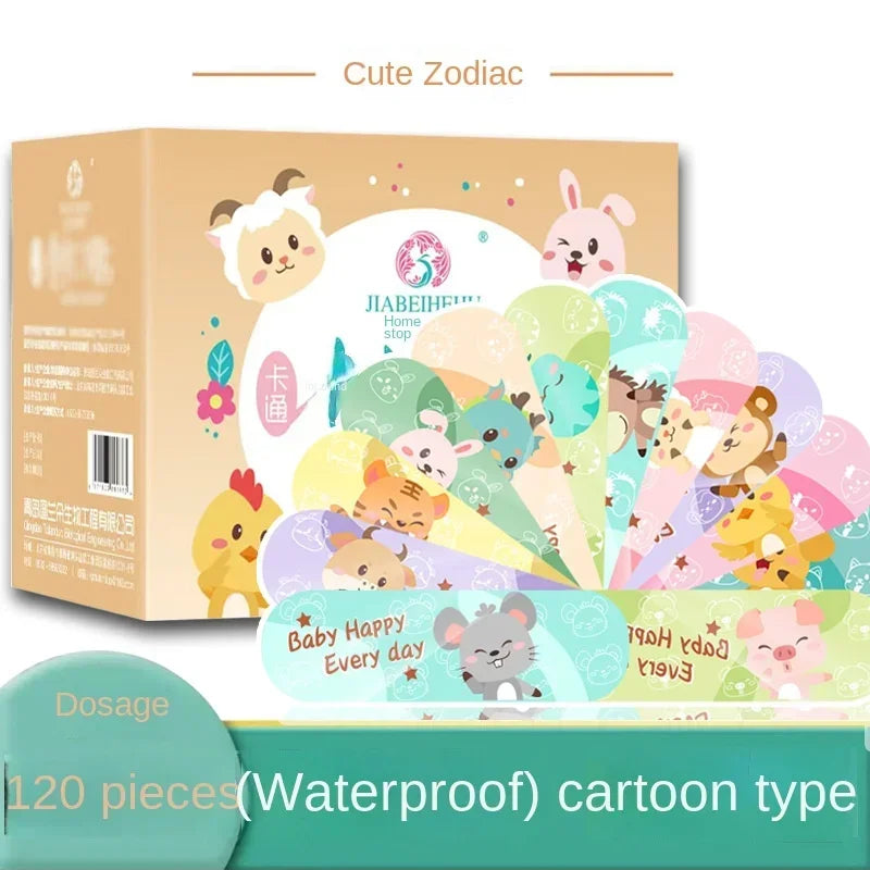120pcs Cartoon Waterproof Wound Bandages for Kids First Aid Children's Plaster Wraps Non-Toxic Fun Designs for Safe Healing