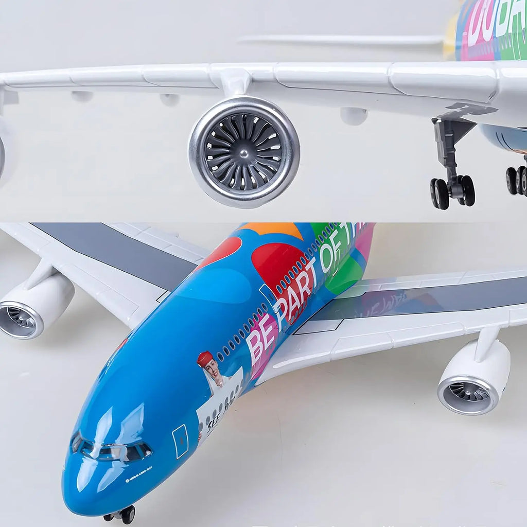 1/160 Scale Emirates A380 Plane Model Aircraft Airplane Airways W Light Diecast Resin Collection Display Toys Gifts