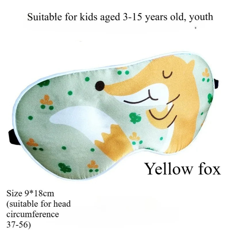 Kids Cartoon Silk Sleep Eye Mask,100% Silk16 Momme Adjustable Elastic Strap Full Blackout Eye Cover for 3-15 Years Old Children