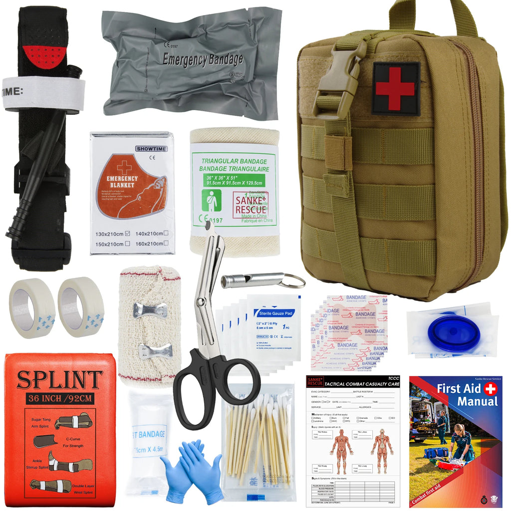 Sanke Rescue EDC Pouch First Aid Kit Tactical Survival Trauma Kit Molle Utility Tool Pouches For Camping Hiking
