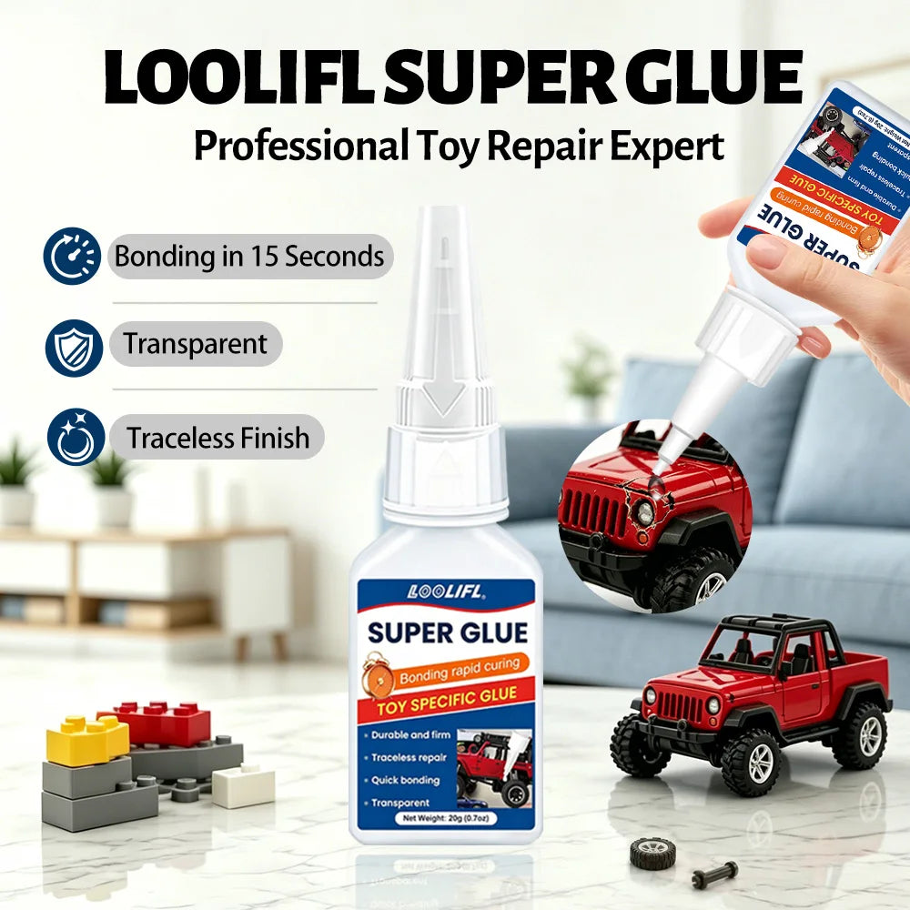Loolifl 1-10Pcstoy Repair Expert Super Glue 15S Quick Bond Transparent Traceless Instant Adhesive for Plastic Model & DIY Crafts