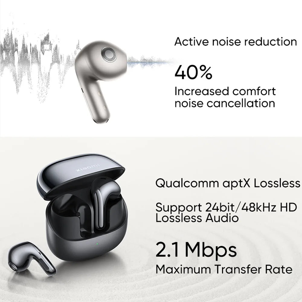 Global Version Xiaomi Buds 5 TWS Earphone Bluetooth 5.4 AI Active Noise Cancelling HiFi Earbuds Recording Voice Lossless Audio